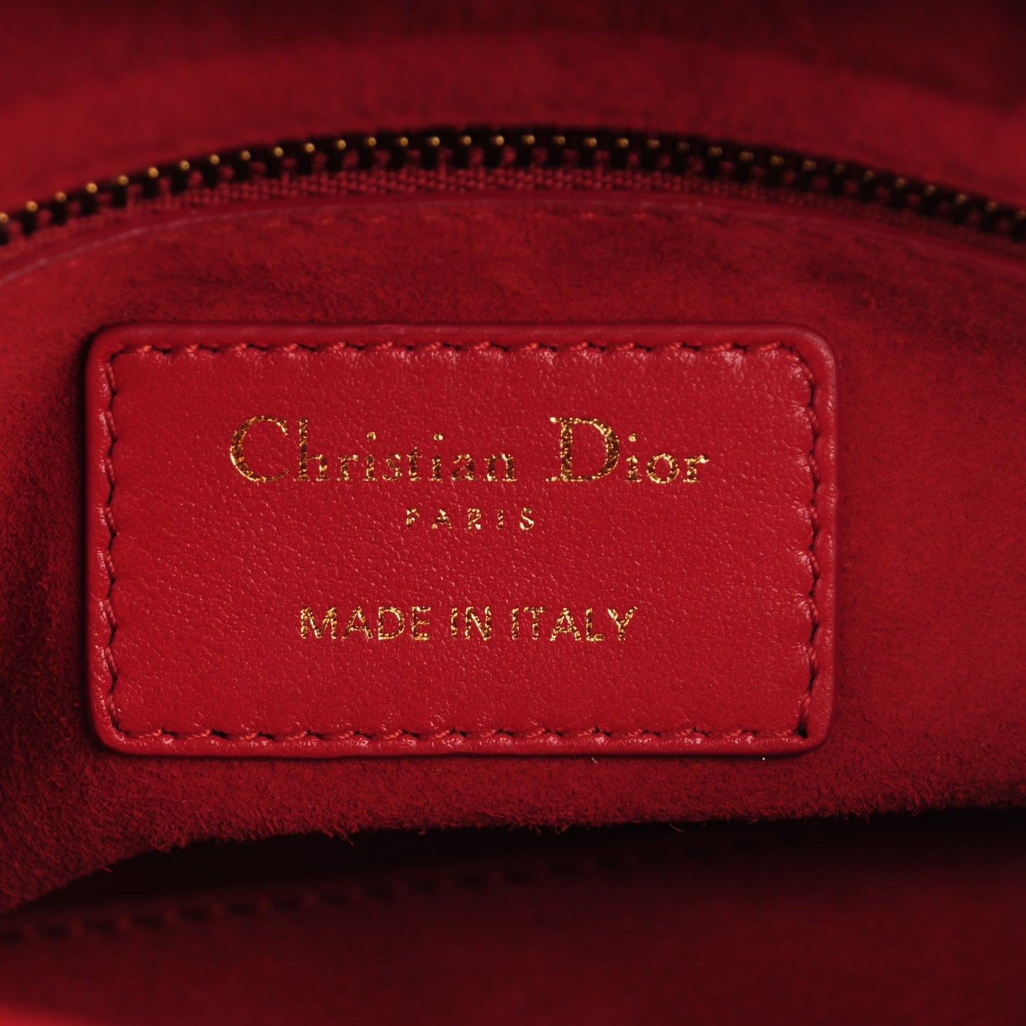 Lambskin Studded Mini Supple Lady Dior Red
