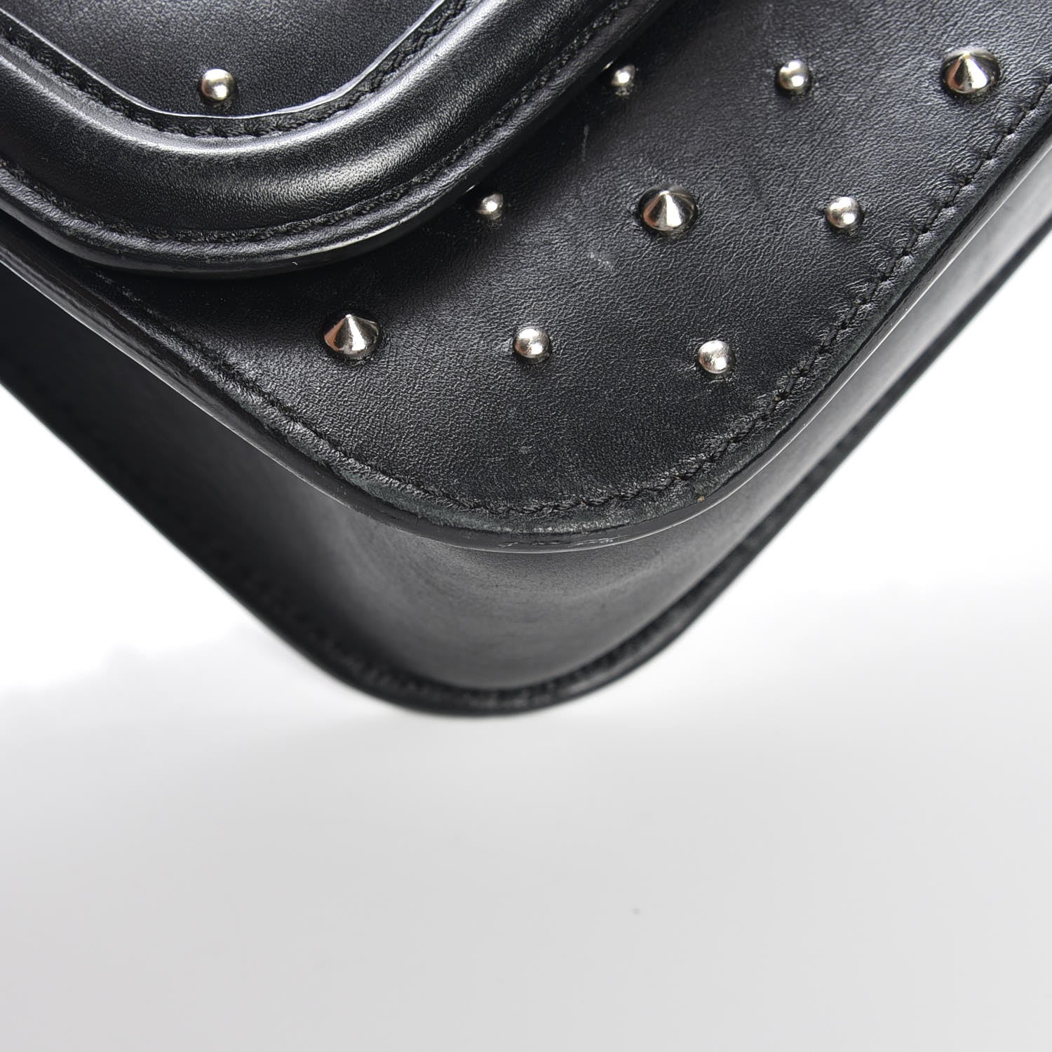 Alexander McQueen Calfskin Studded Small Padlock Crossbody Bag Black 8 of 12