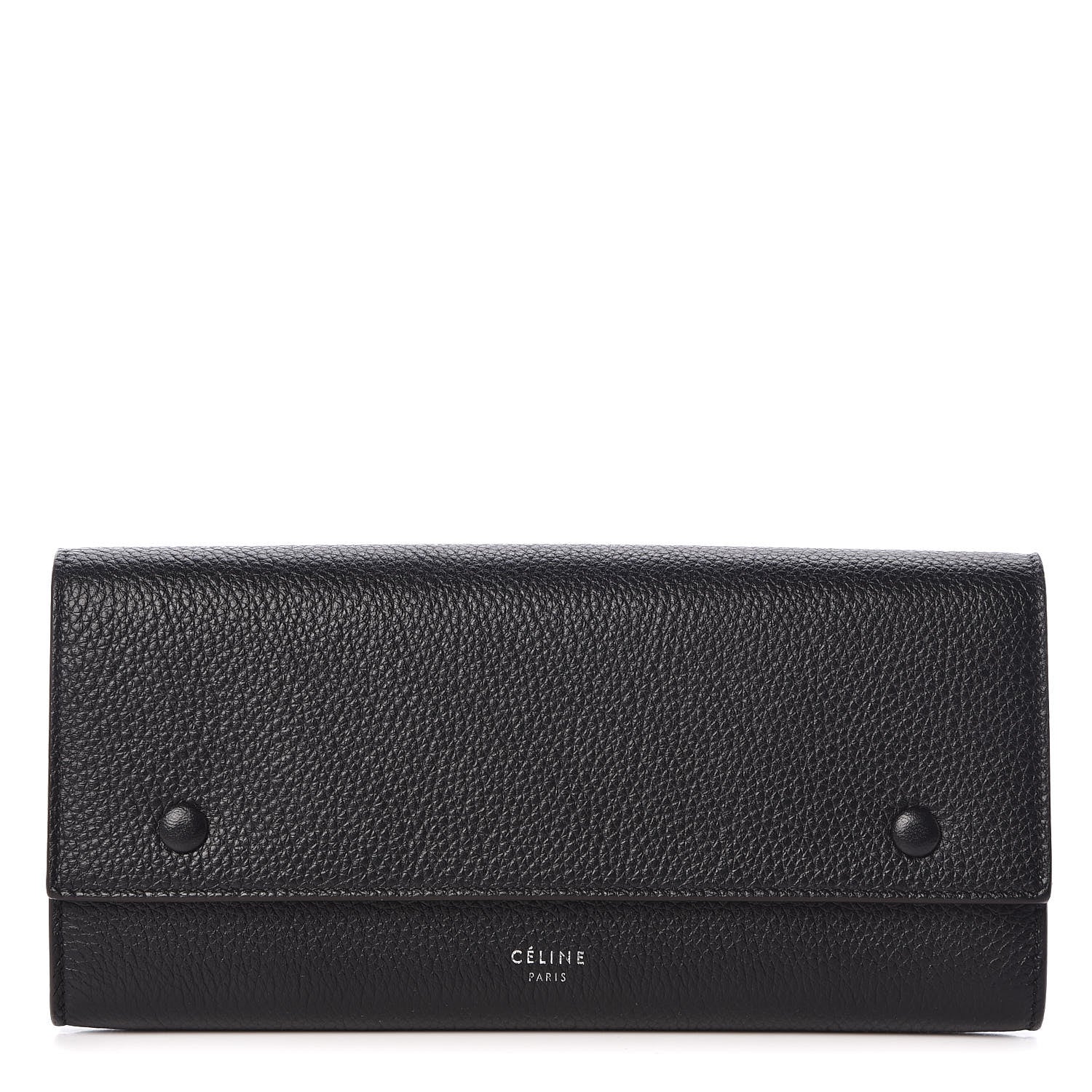 Celine Drummed Calfskin Large Multifunction Flap Wallet Black 1 of 9