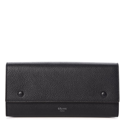 Celine Drummed Calfskin Large Multifunction Flap Wallet Black 1 of 9
