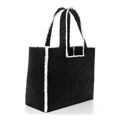 Loewe Raffia Large Paula's Ibiza Logo Tote Black White 3 of 9