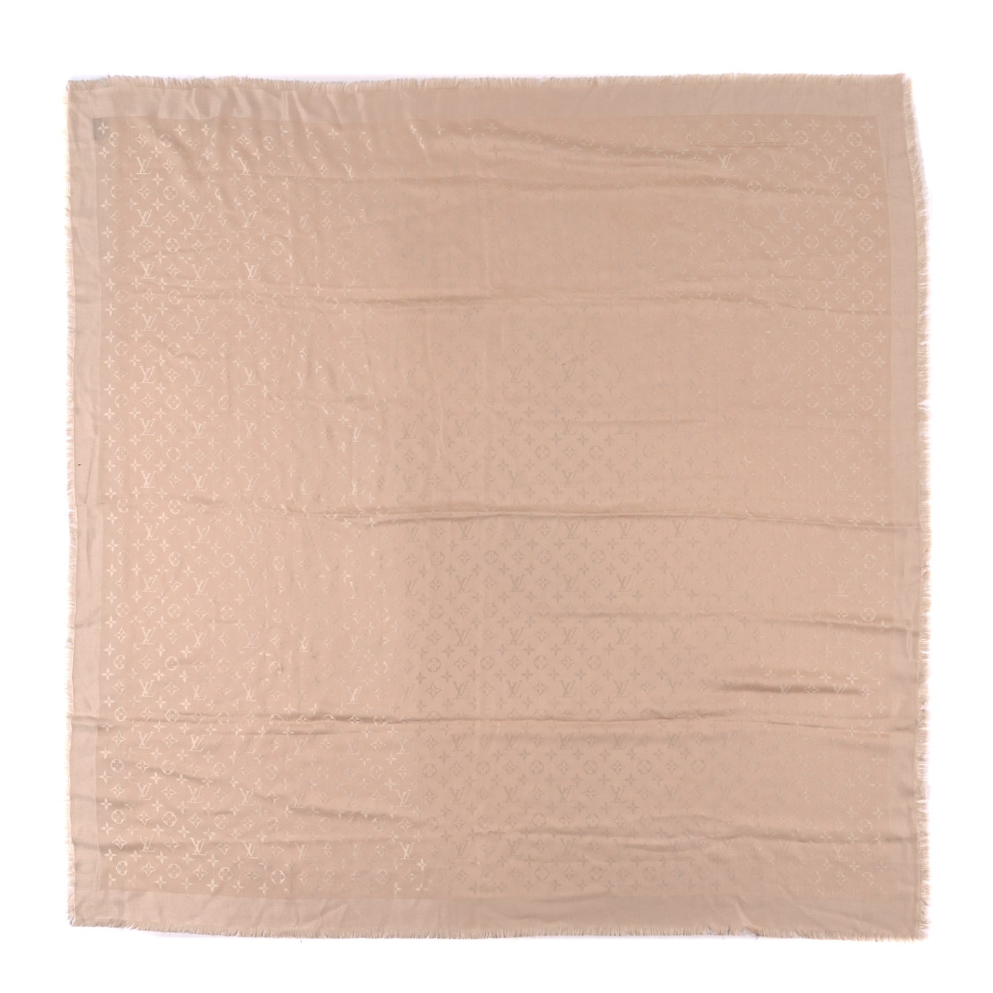 Silk Wool Monogram Shawl Beige
