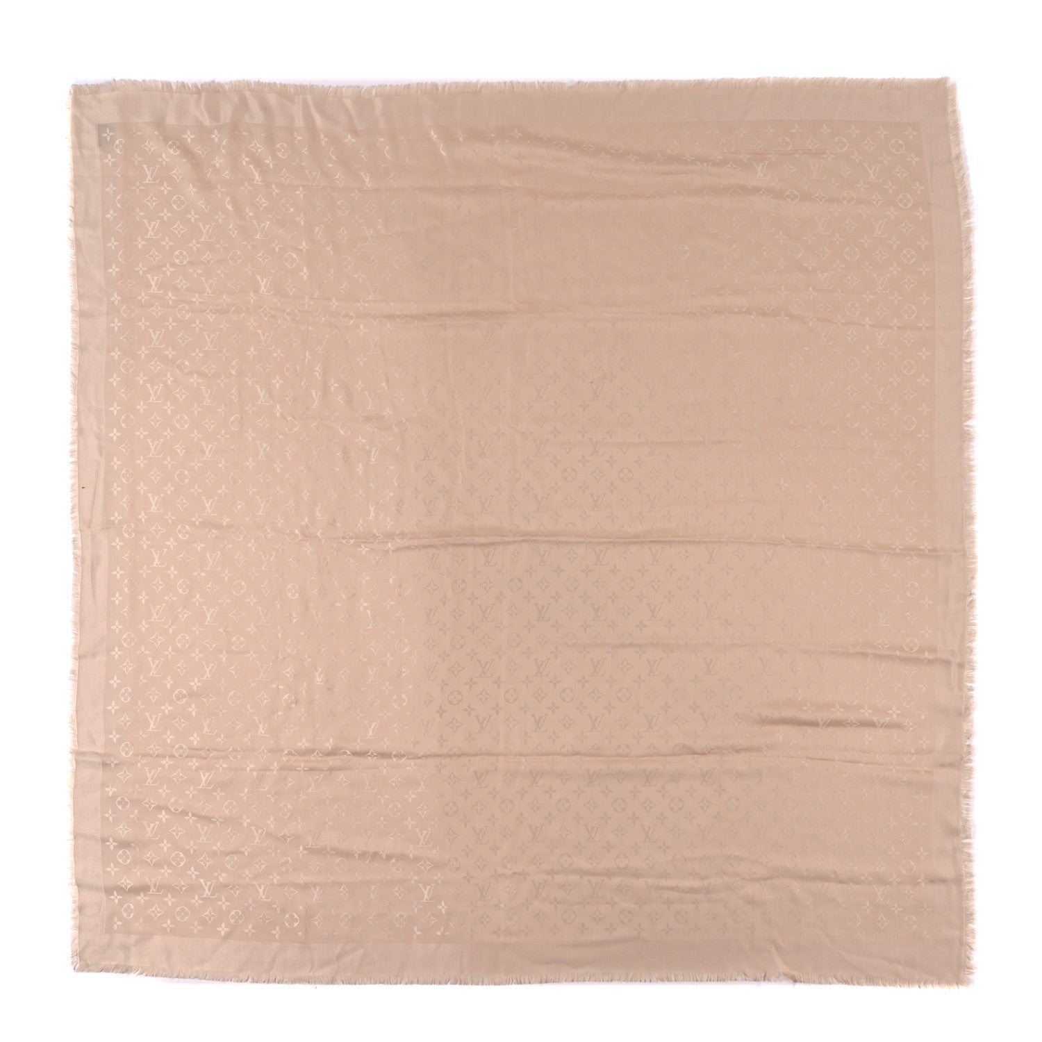 Louis Vuitton Silk Wool Monogram Shawl Beige 1 of 3