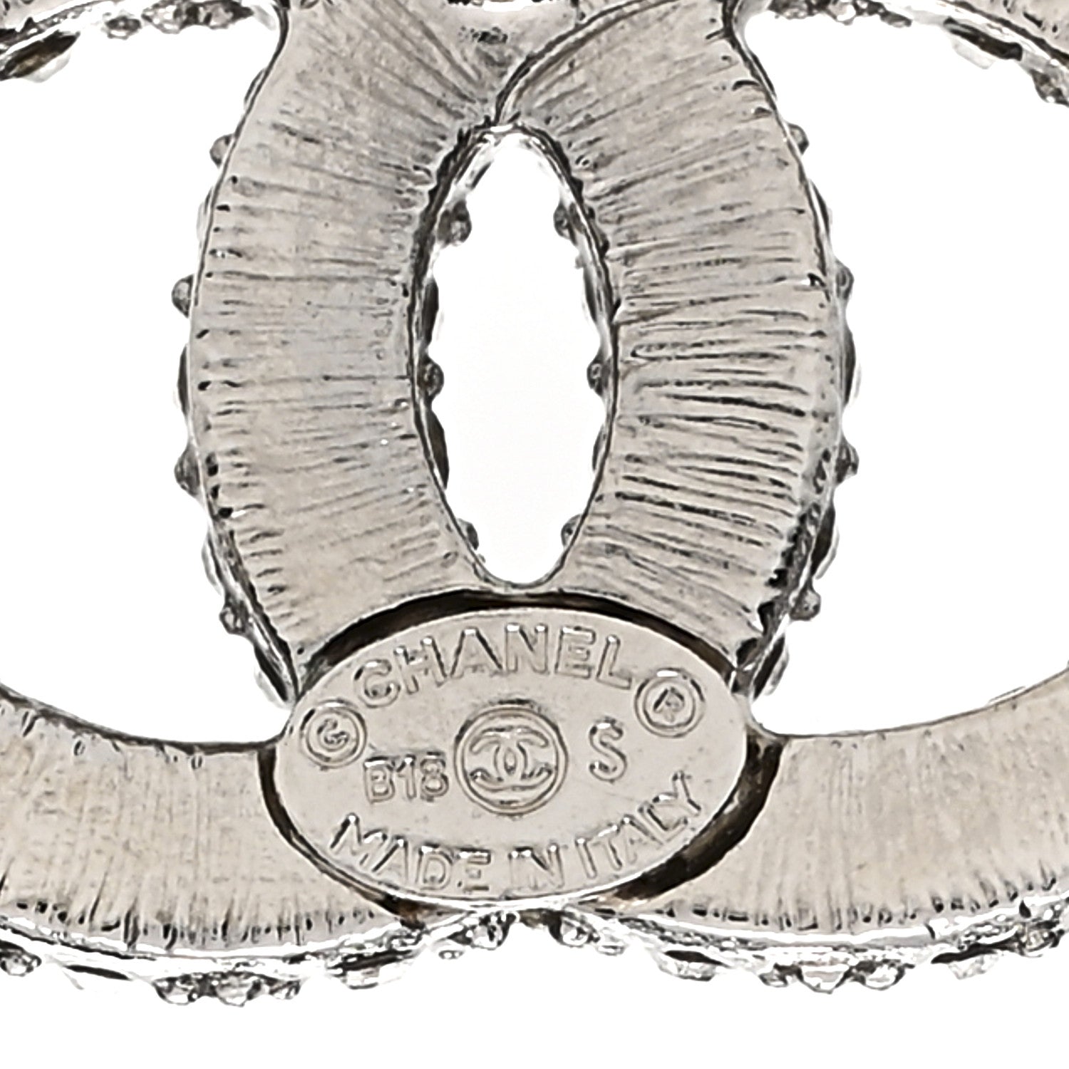 Chanel Crystal CC Earrings Silver 4 of 4