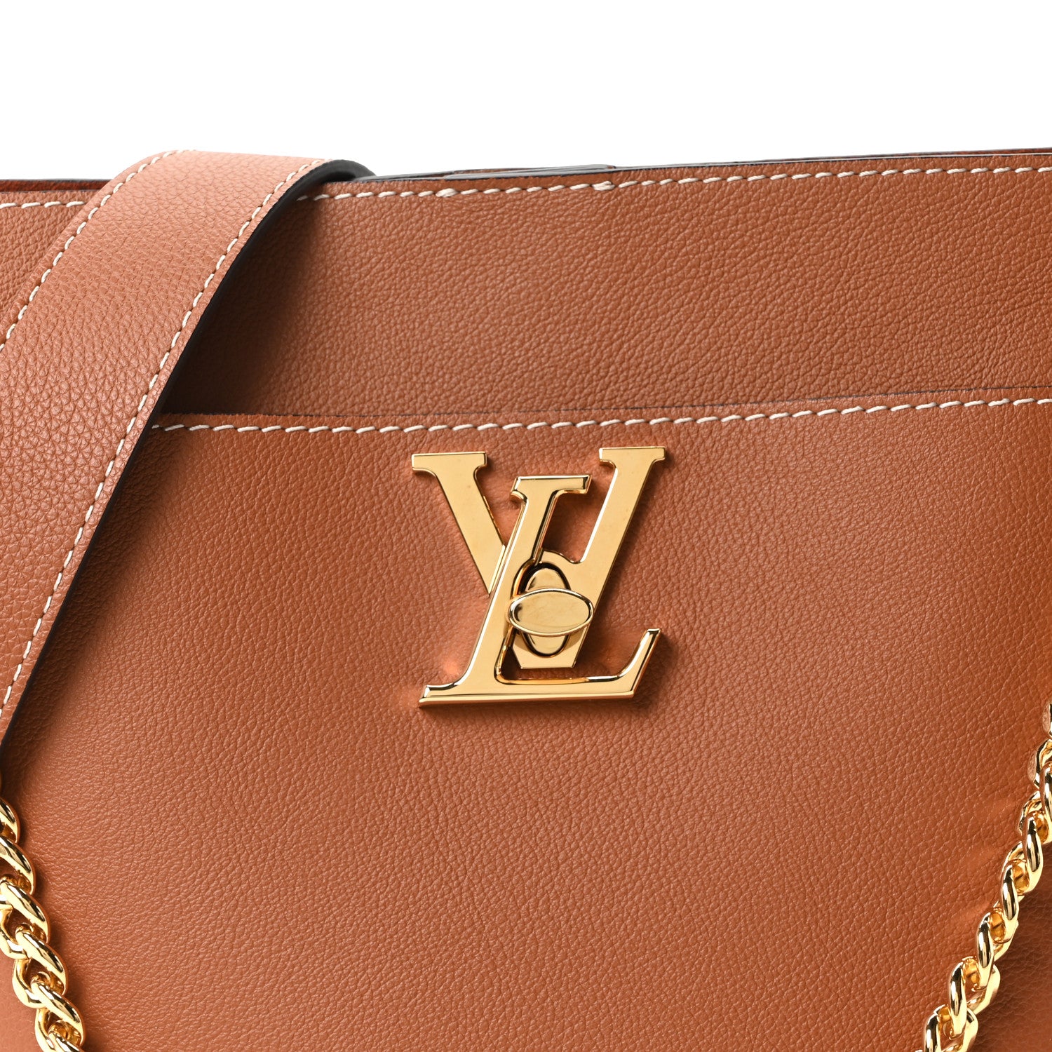 Louis Vuitton Calfskin Lock and Walk Bucket Cognac 1843966