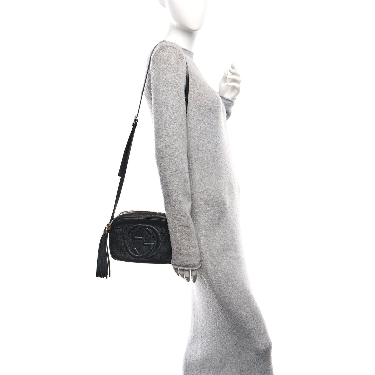 Pebbled Calfskin Small Soho Disco Bag Black