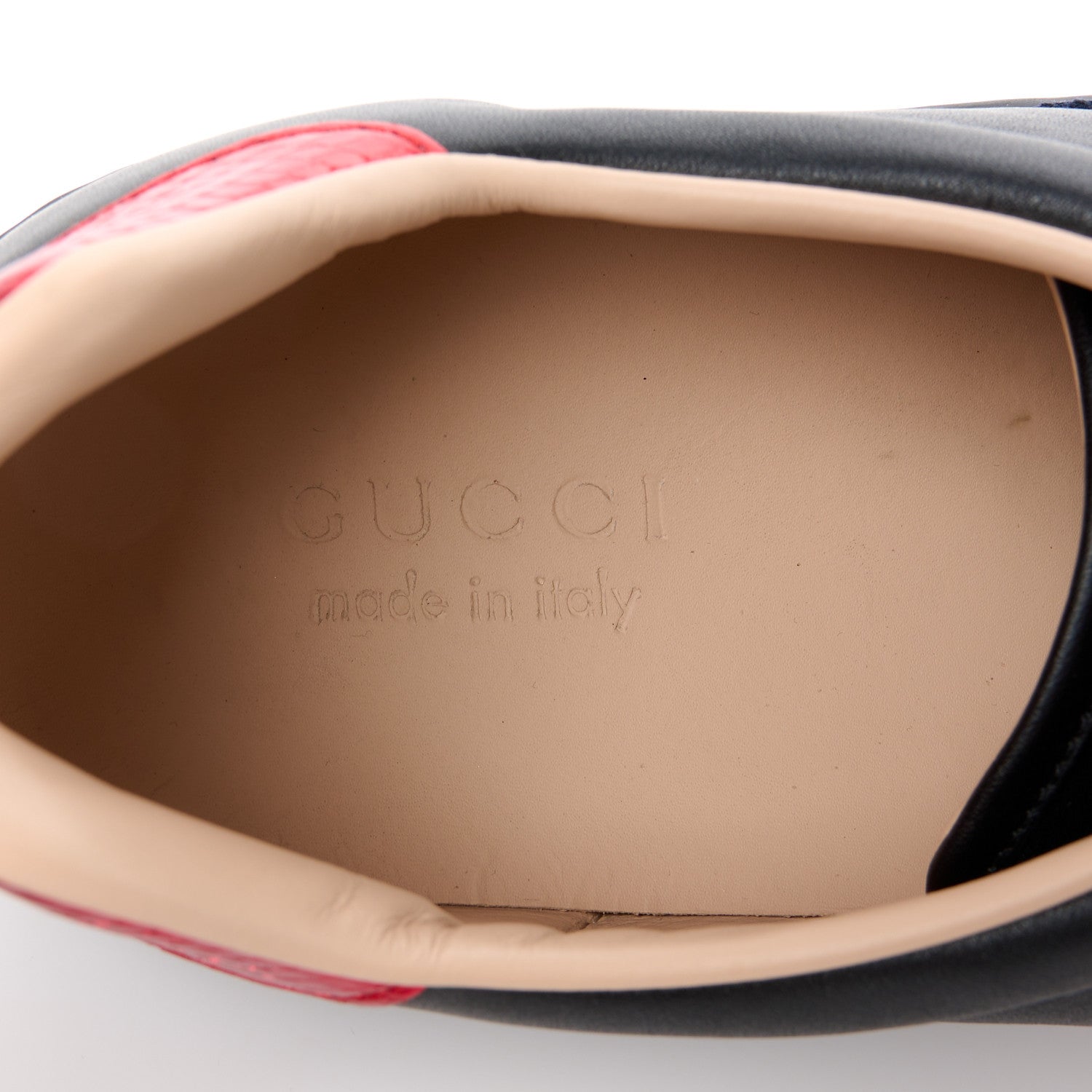 Gucci Miro Soft Calfskin Laminated Ayers Web Bee Embroidered Mens Ace Sneakers 10.5 Black Red Flame Night 8 of 9