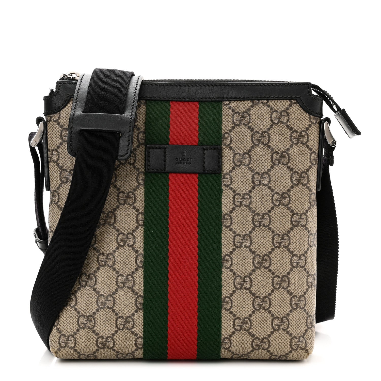 Gucci GG Supreme Monogram Web Messenger Bag Black 1 of 13