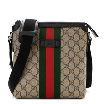 Gucci GG Supreme Monogram Web Messenger Bag Black 1 of 13