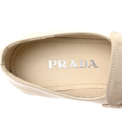 Prada Vernice Metal Triangle Logo 50mm Loafers 37 Avorio 7 of 9