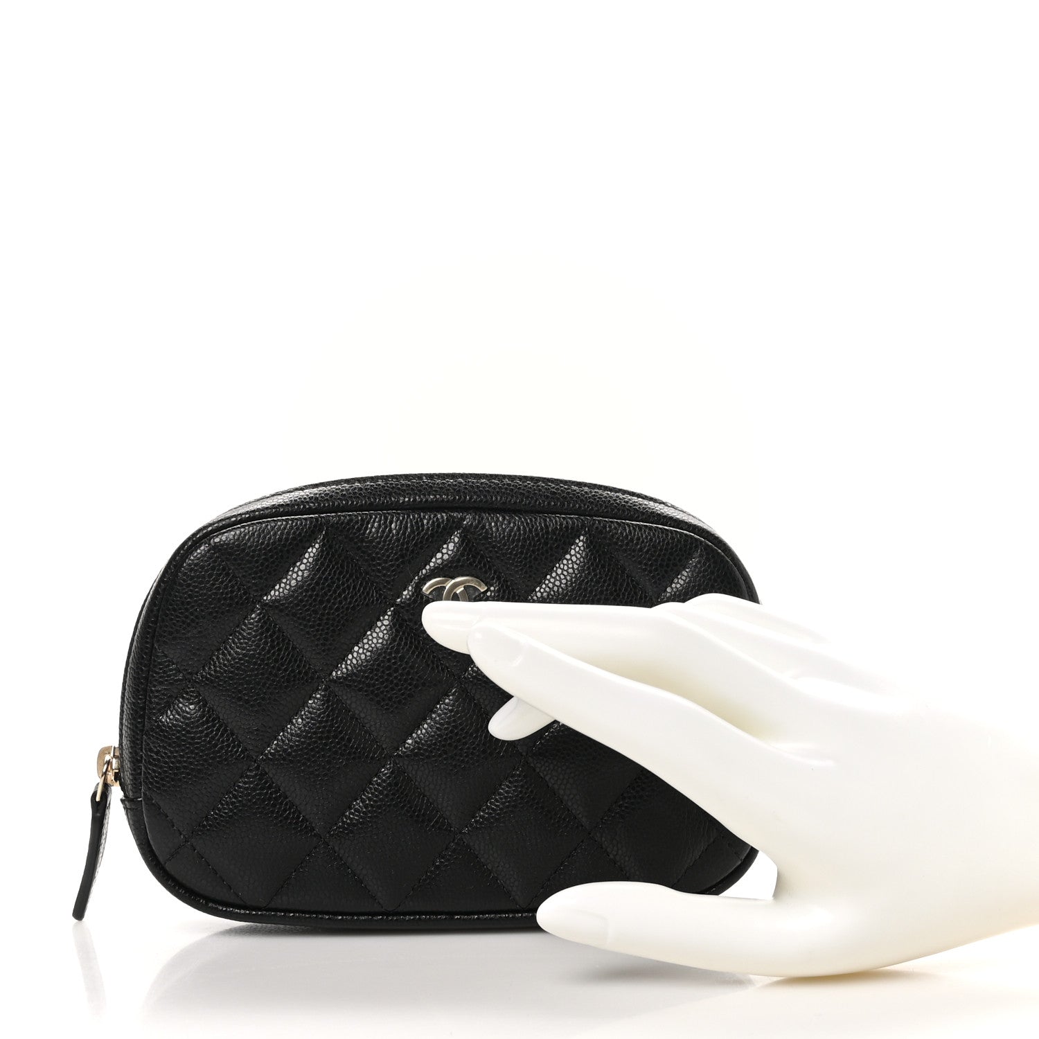 Chanel Caviar Quilted Small Curvy Pouch Cosmetic Case Black 2 of 10