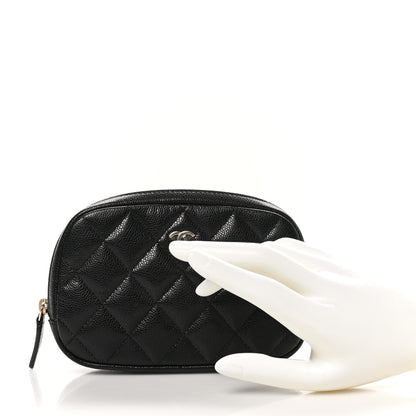 Chanel Caviar Quilted Small Curvy Pouch Cosmetic Case Black 2 of 10