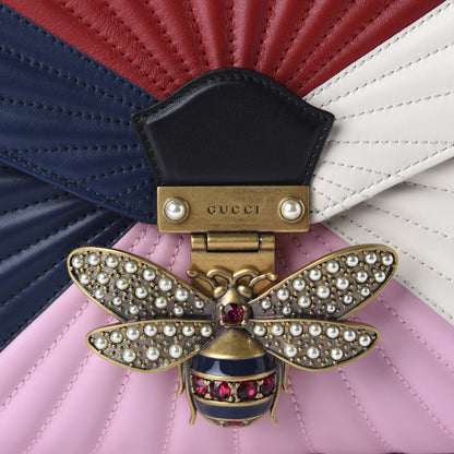 Gucci Calfskin Bamboo Trapuntata Queen Margaret Top Handle Bag Blue Agata Hibiscus Red Mystic White Sugar Pink 11 of 11