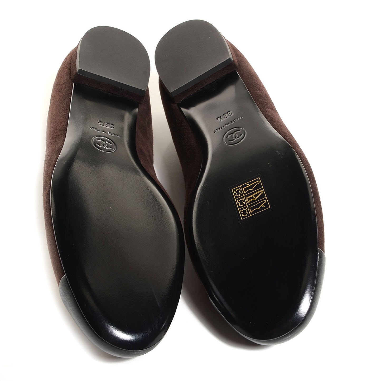 Suede CC Cap Toe Stitched Flats 38.5 Brown