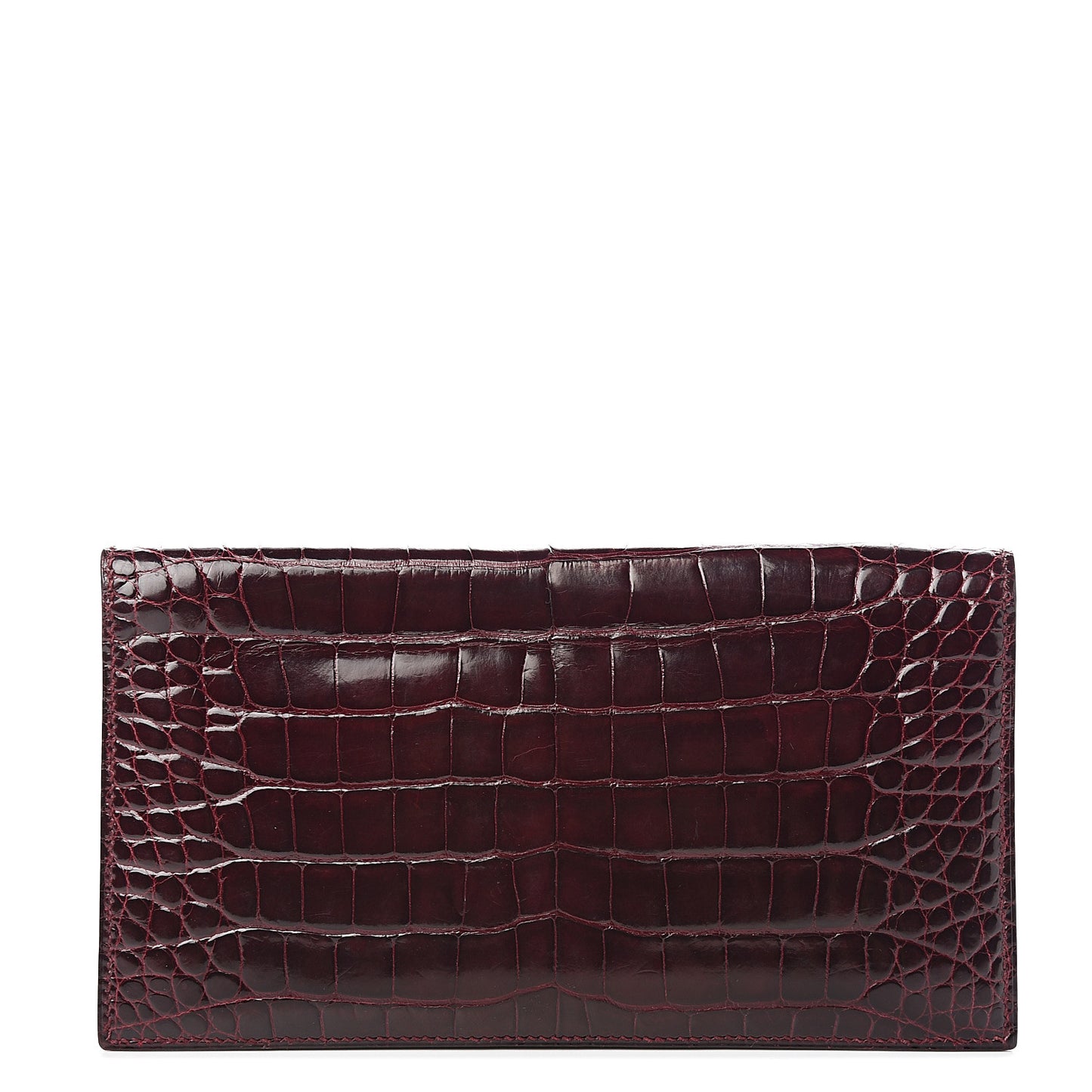 Shiny Alligator MC2 Fleming Checkbook Holder Wallet Bordeaux