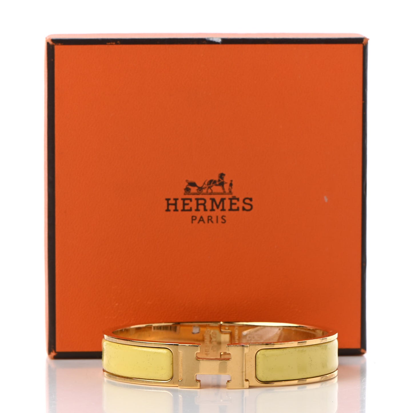 Enamel Narrow Clic Clac H Bracelet GM Jaune D'Or