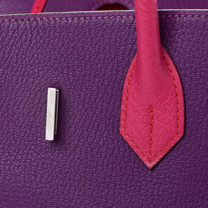 Hermes Chevre Mangalore Bi-Color Horseshoe Birkin 35 Ultraviolet Rose Tyrien 26 of 35