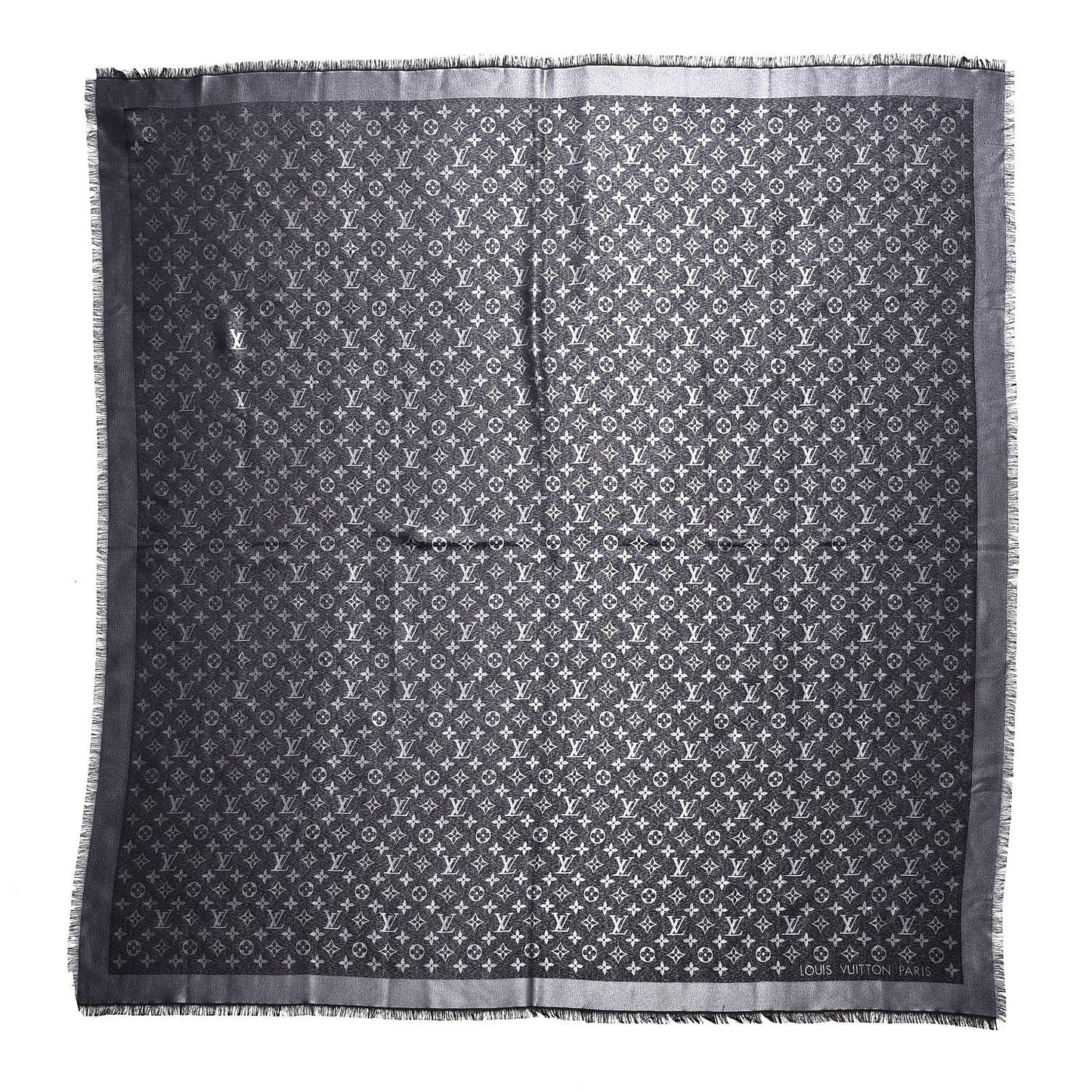 Silk Lurex Wool Monogram Shine Shawl Black
