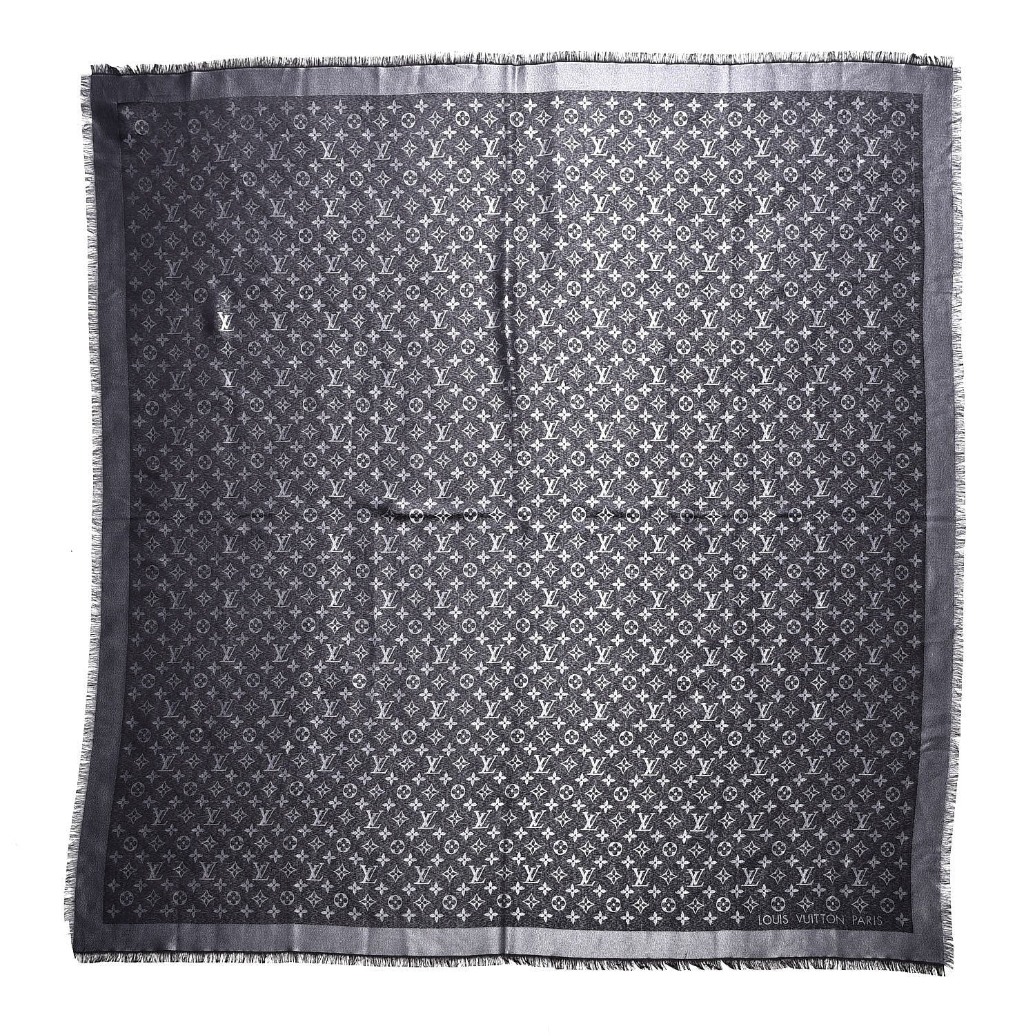 Louis Vuitton Silk Lurex Wool Monogram Shine Shawl Black 1 of 7