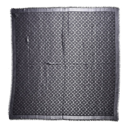 Louis Vuitton Silk Lurex Wool Monogram Shine Shawl Black 1 of 7