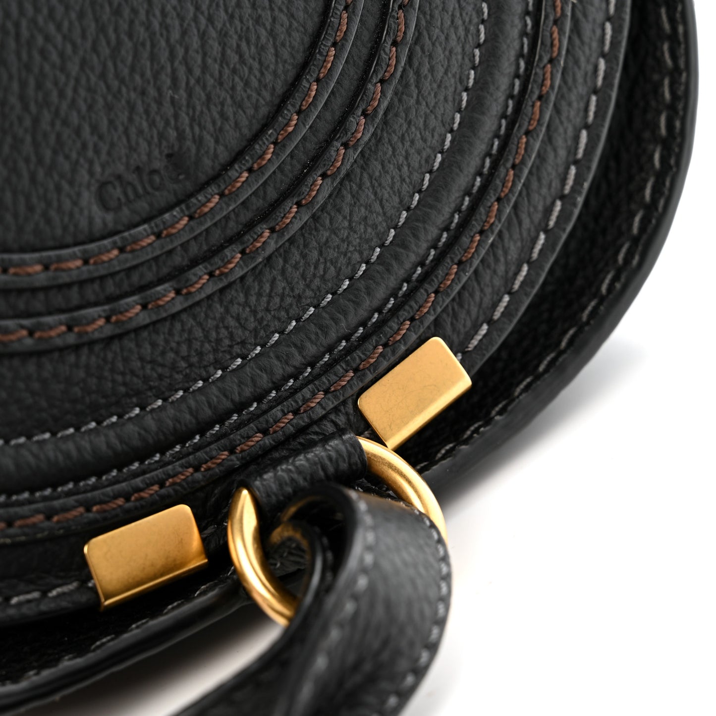 Calfskin Mini Marcie Round Crossbody Bag Black