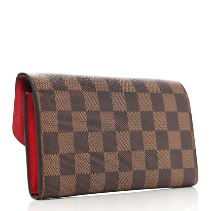 Louis Vuitton Damier Ebene Emilie Wallet Red 3 of 10