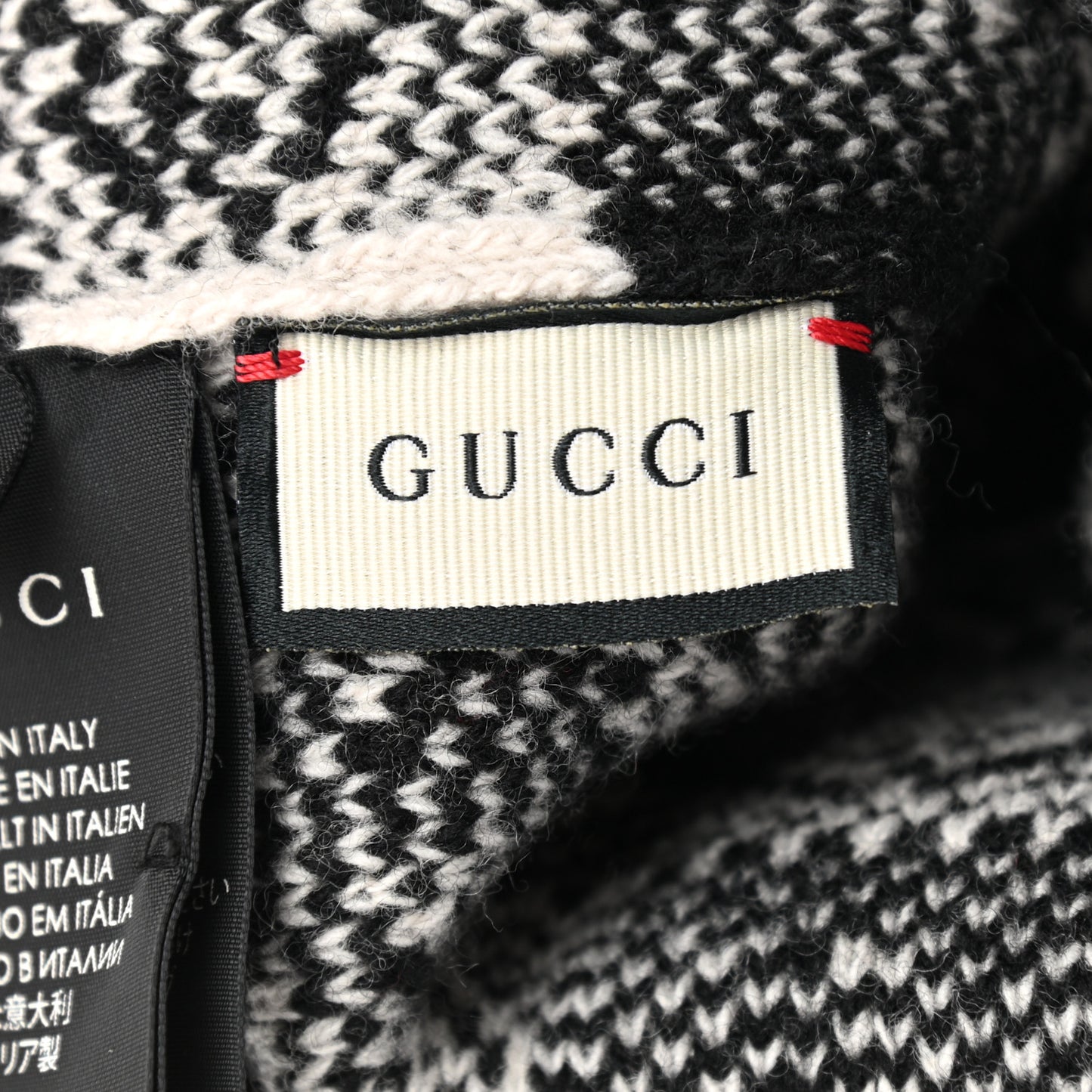 Wool Appside Beanie L Black Ivory