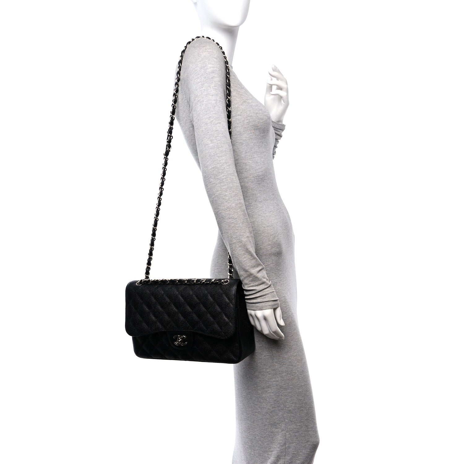 Chanel Caviar Quilted Jumbo Double Flap Black 2 of 12