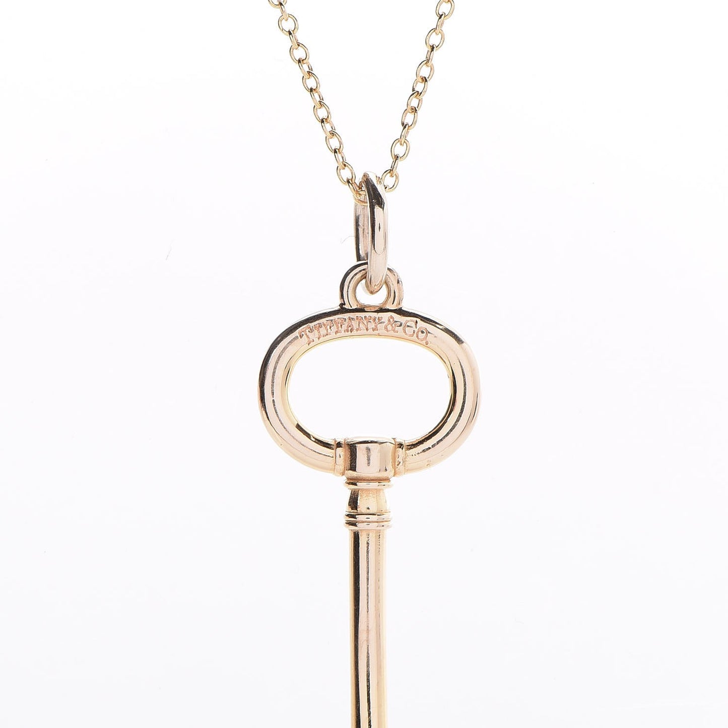 18K Rose Gold Small Oval Key Pendant Necklace