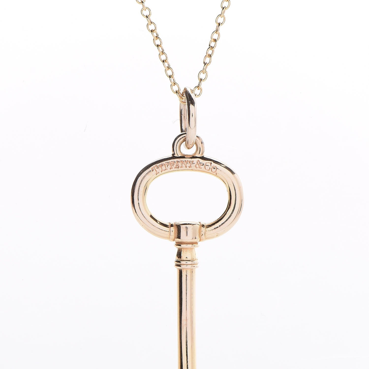 Tiffany 18K Rose Gold Small Oval Key Pendant Necklace 5 of 8