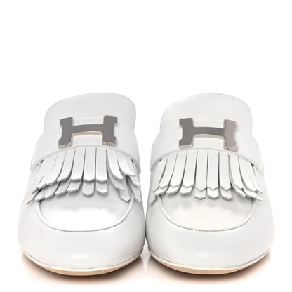 Hermes Goatskin Tuileries Mules 37.5 White 2 of 10
