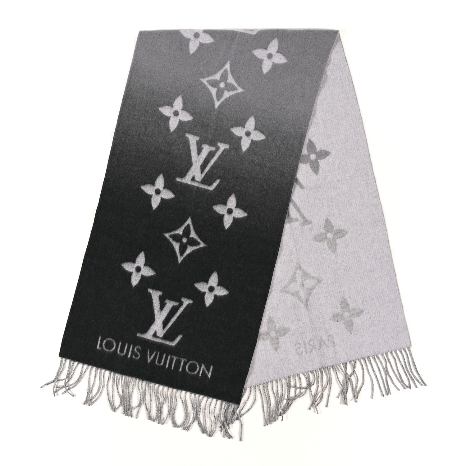 Louis Vuitton Cashmere Monogram Gradient Reykjavik Scarf Grey 2 of 3