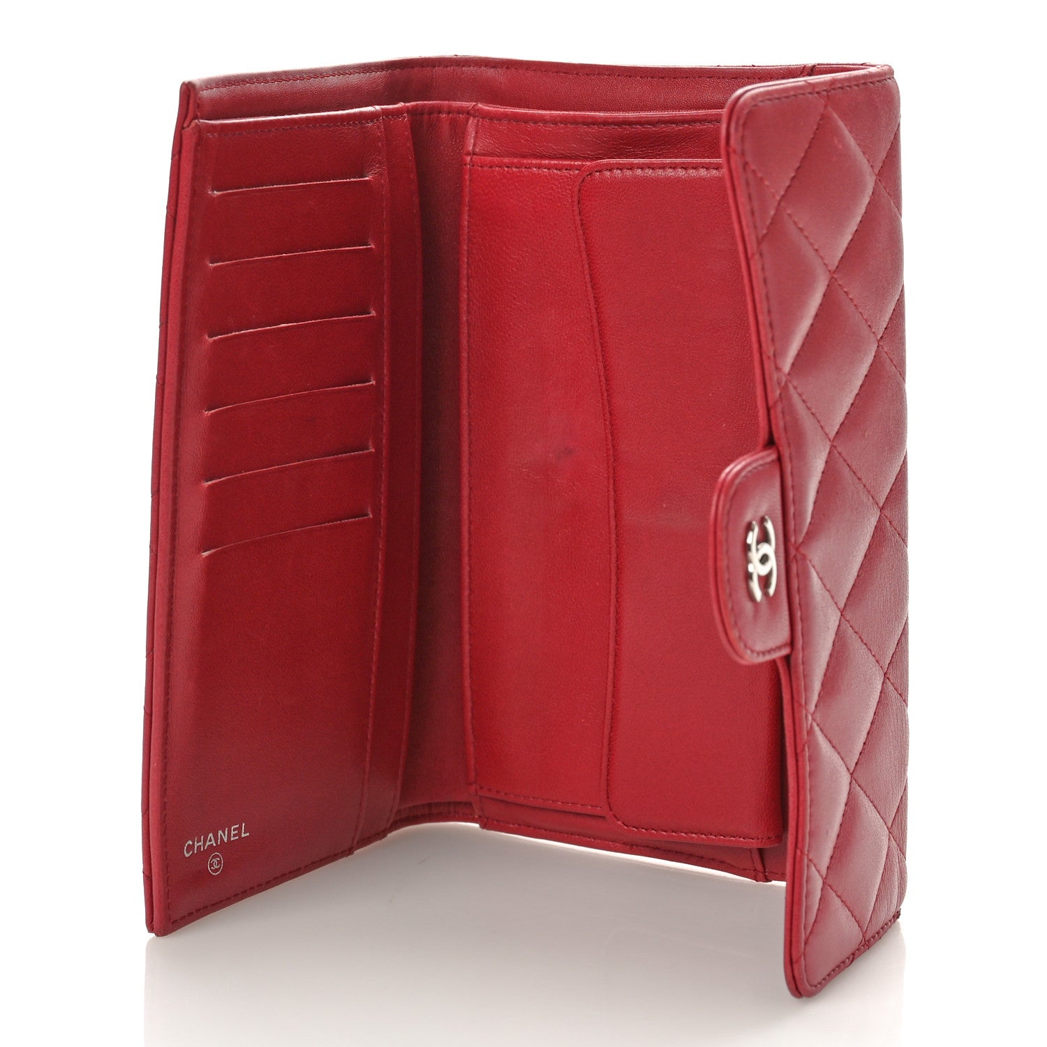 Chanel Lambskin Quilted Large Flap Wallet Red 5 of 14