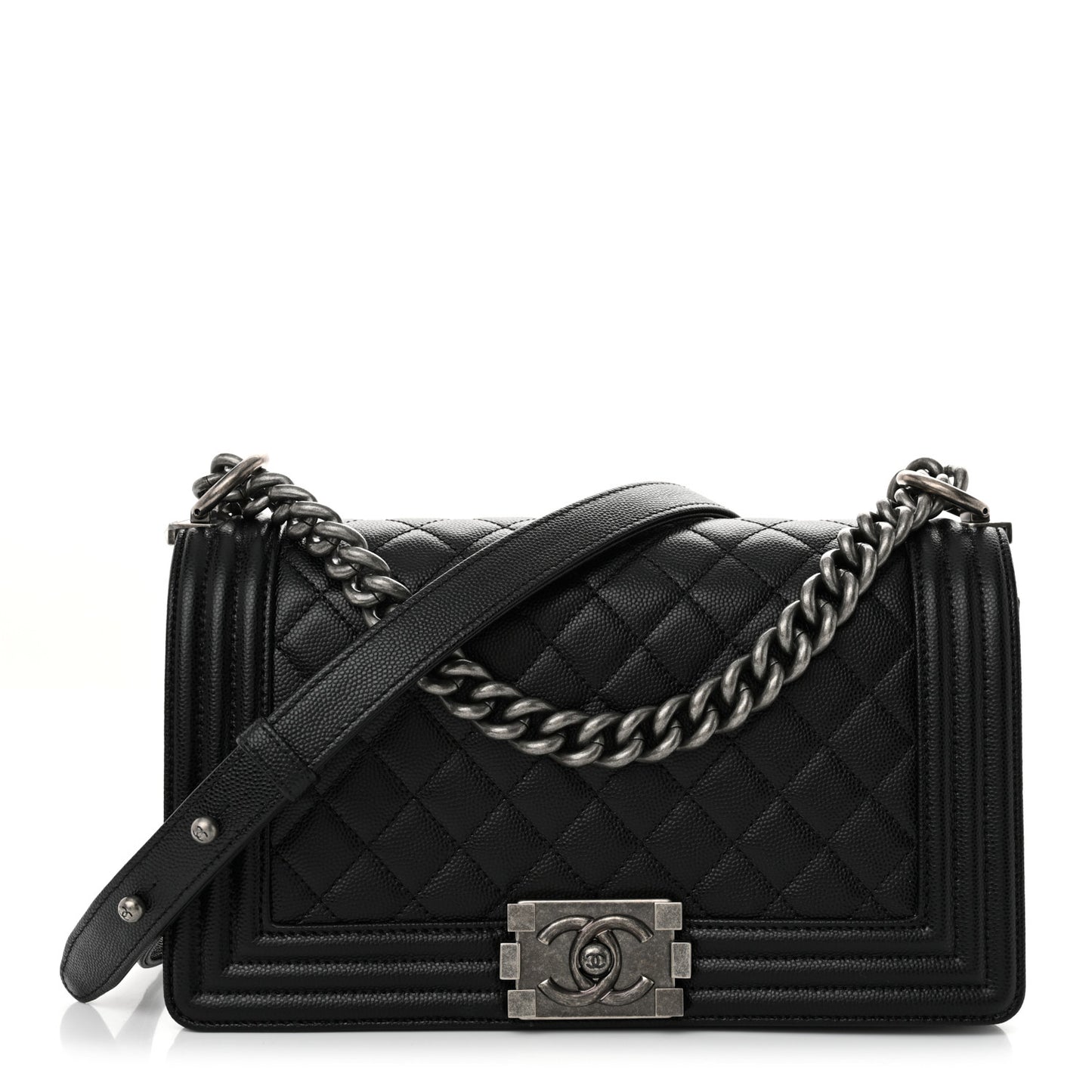 Caviar Quilted Medium Boy Flap Black