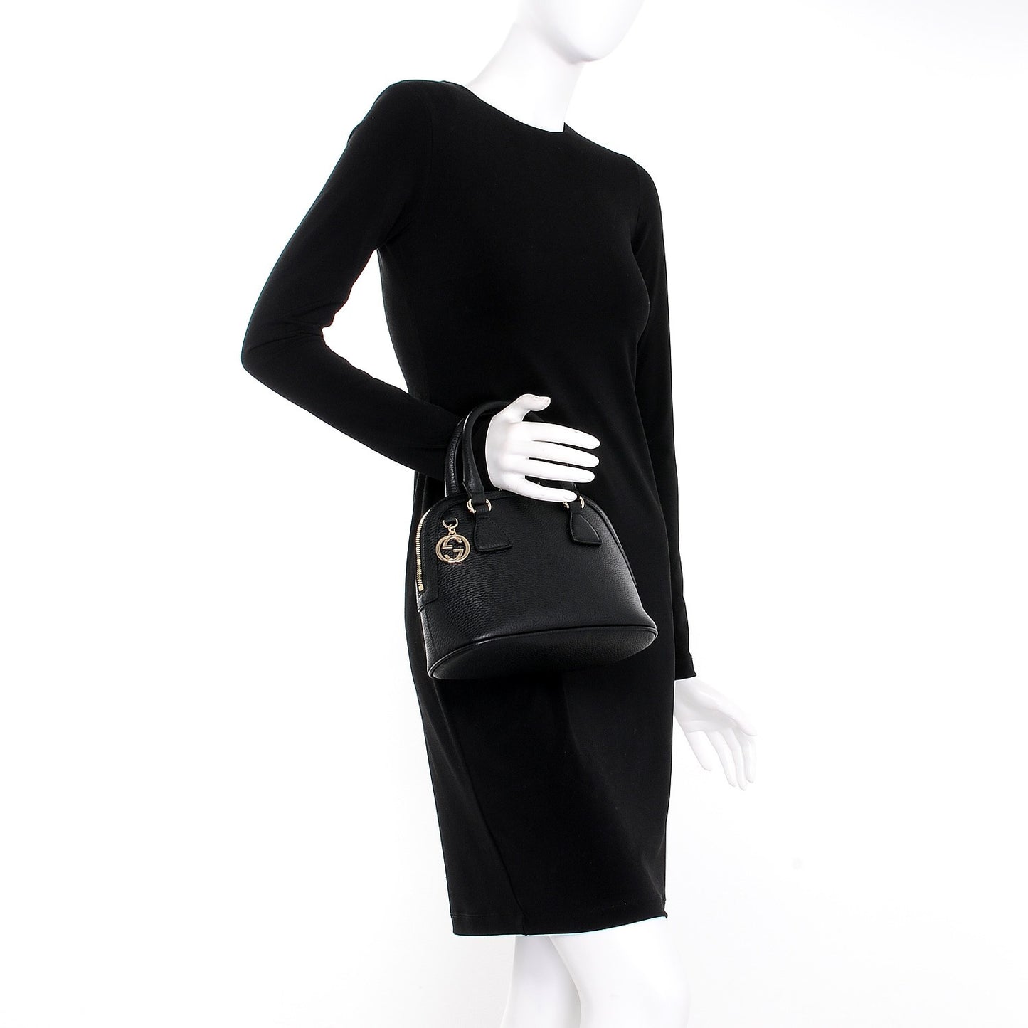 Dollar Calfskin Small GG Charm Dome Bag Black