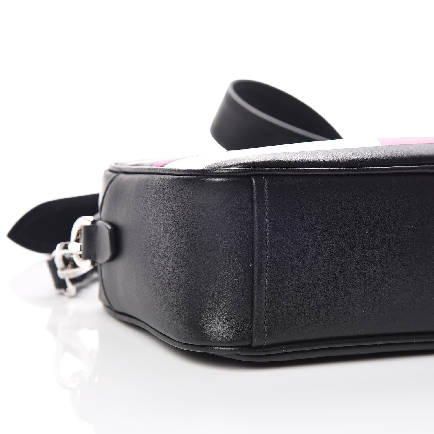Prada City Calfskin Racing Logo Camera Bag Black Fuxia 8 of 9