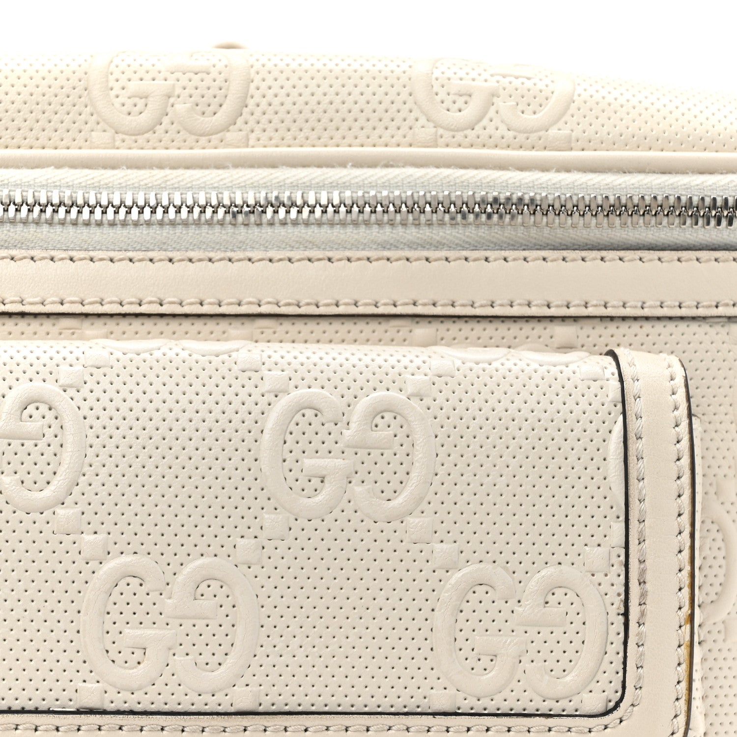 Gucci Calfskin GG Tennis Embossed Pocket Belt Bag Mystic White 8 of 15