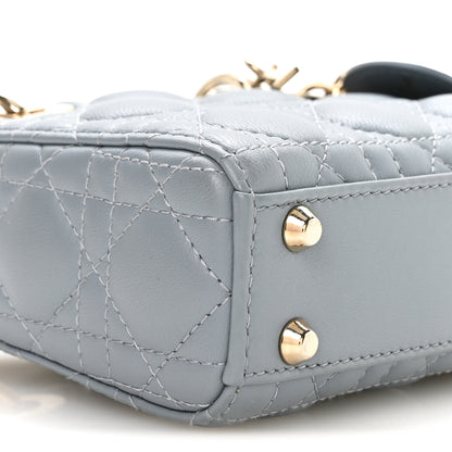 Christian Dior Lambskin Cannage Micro Lady Dior Cloud Blue 9 of 10