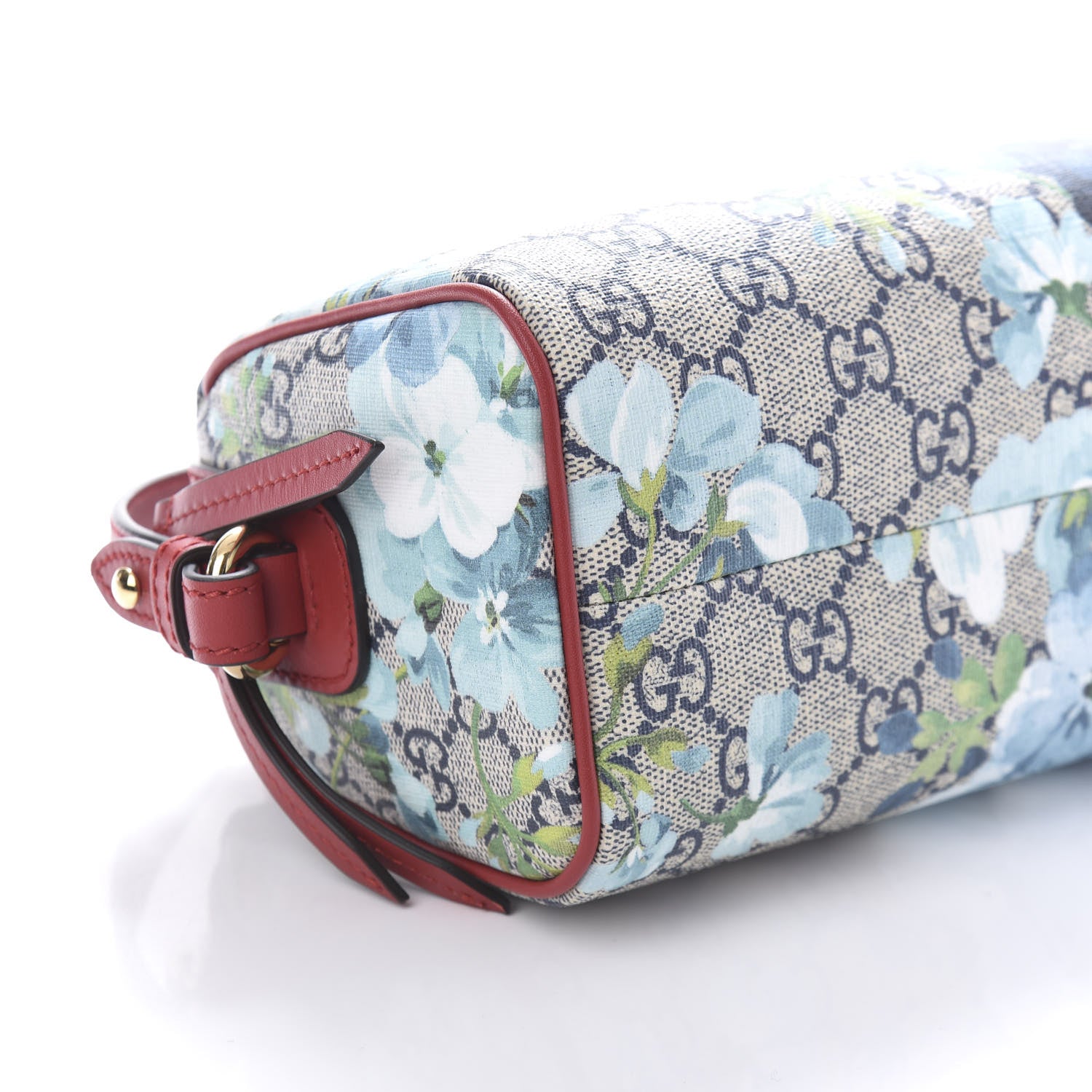 Gucci GG Supreme Monogram Blooms Mini Boston Navy Blue Hibiscus 7 of 12
