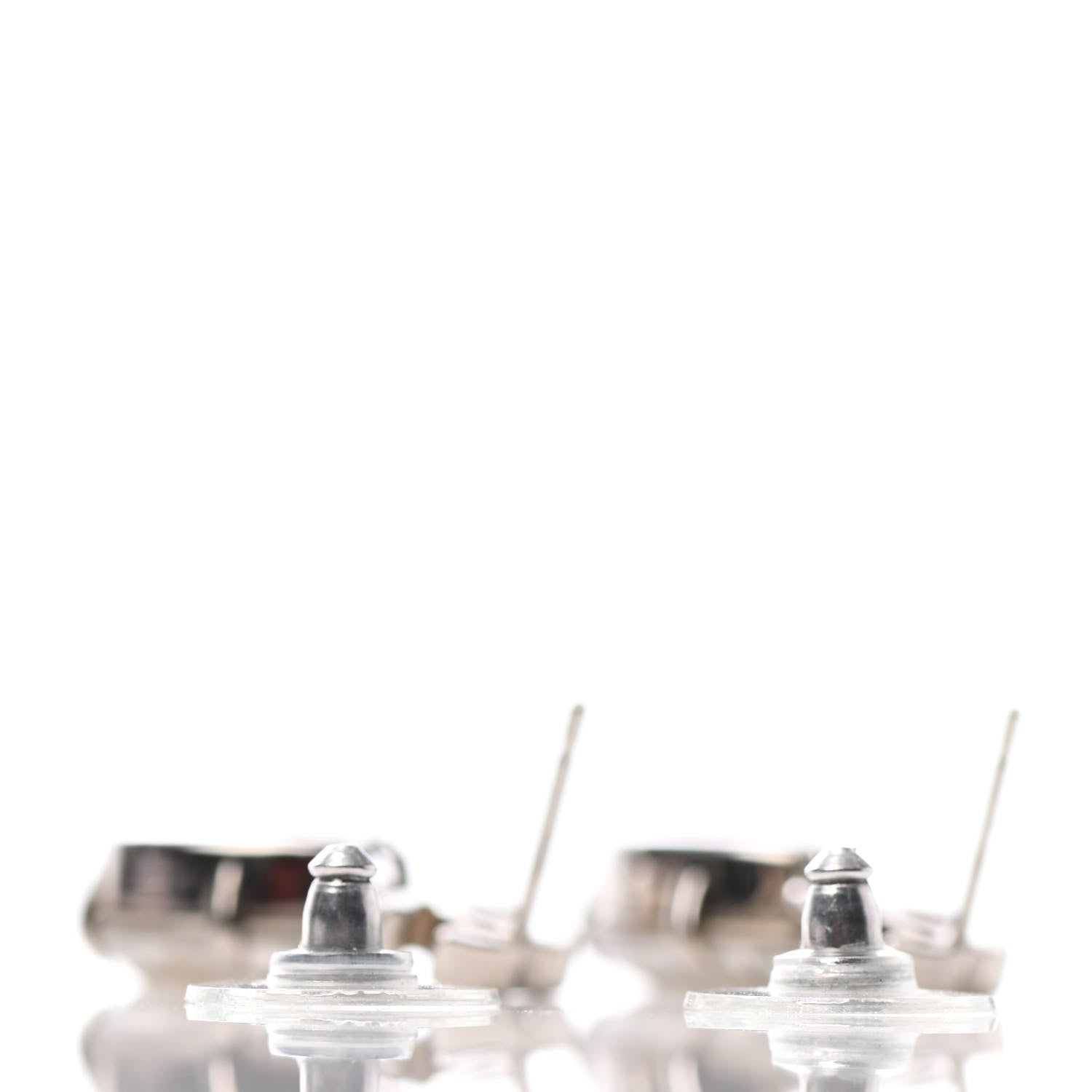 Chanel Crystal CC Tear Drop Earrings Silver 3 of 4