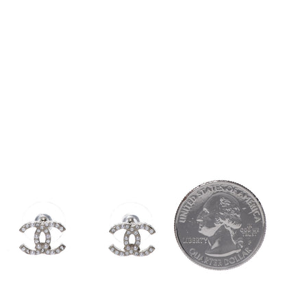 Chanel Pearl Crystal CC Charms Stud Earrings Light Gold 2 of 5