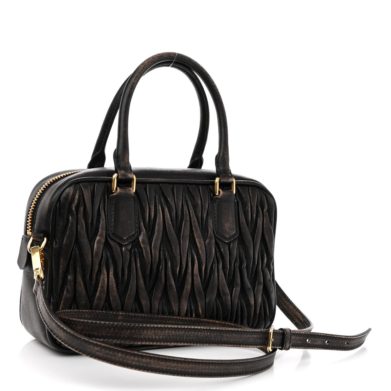 Miu Miu Nappa Matelasse Arcadie Top Handle Bag Sand Coffee 1323243