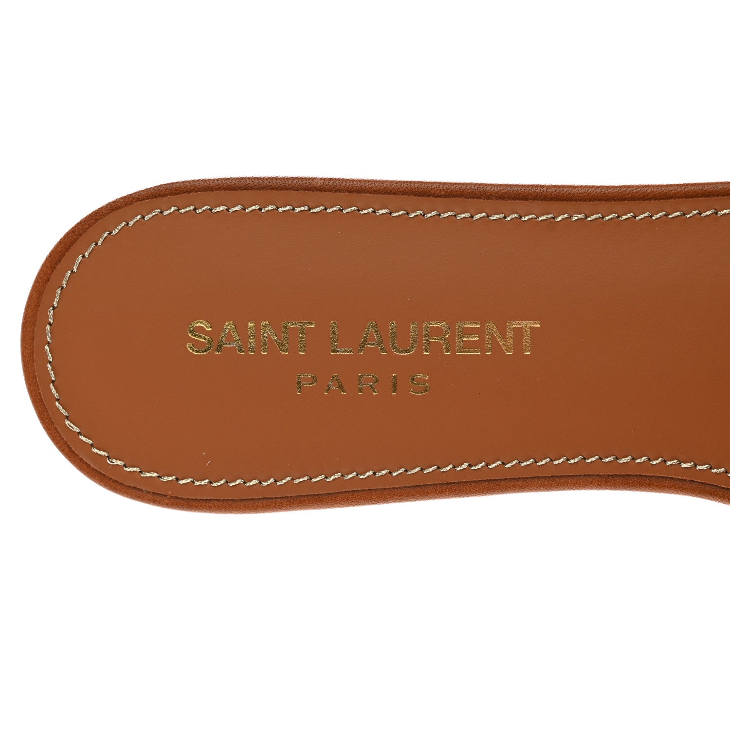 Saint Laurent Calfskin Tribute 05 Slide Sandals 38 Amber 8 of 10
