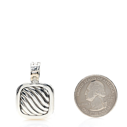 David Yurman Sterling Silver 18K Yellow Gold 16mm Sculpted Cable Locket Enhancer Pendant 2 of 5