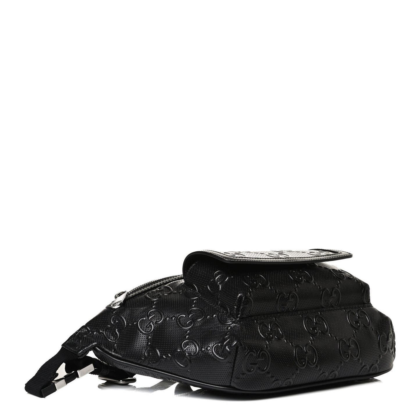 Calfskin GG Tennis Embossed Pocket Belt Bag Black