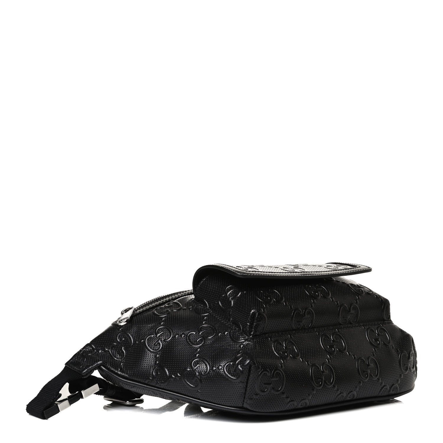 Gucci Calfskin GG Tennis Embossed Pocket Belt Bag Black 4 of 14