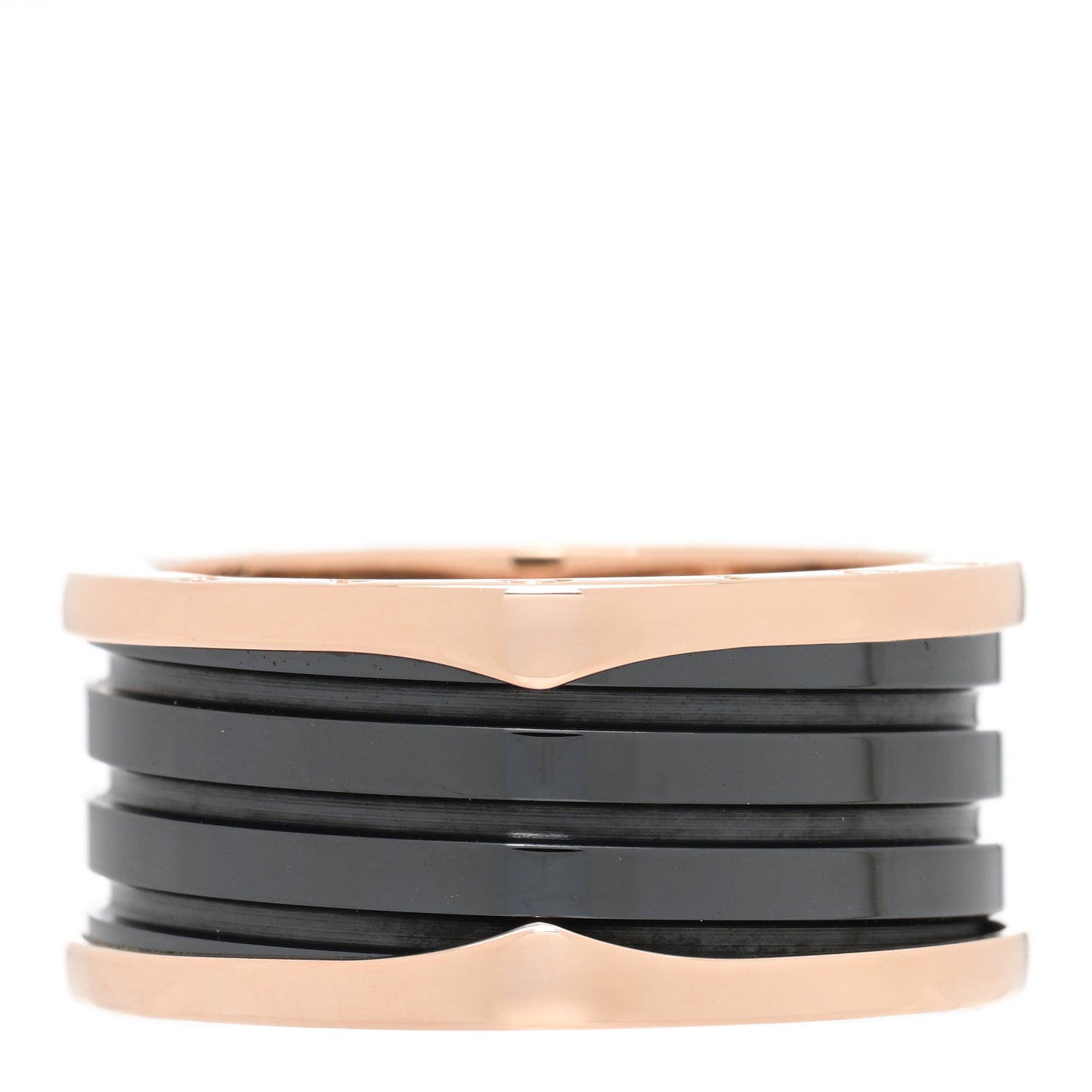 18K Rose Gold Black Ceramic B.Zero1 Four-Band Ring 67 11.5