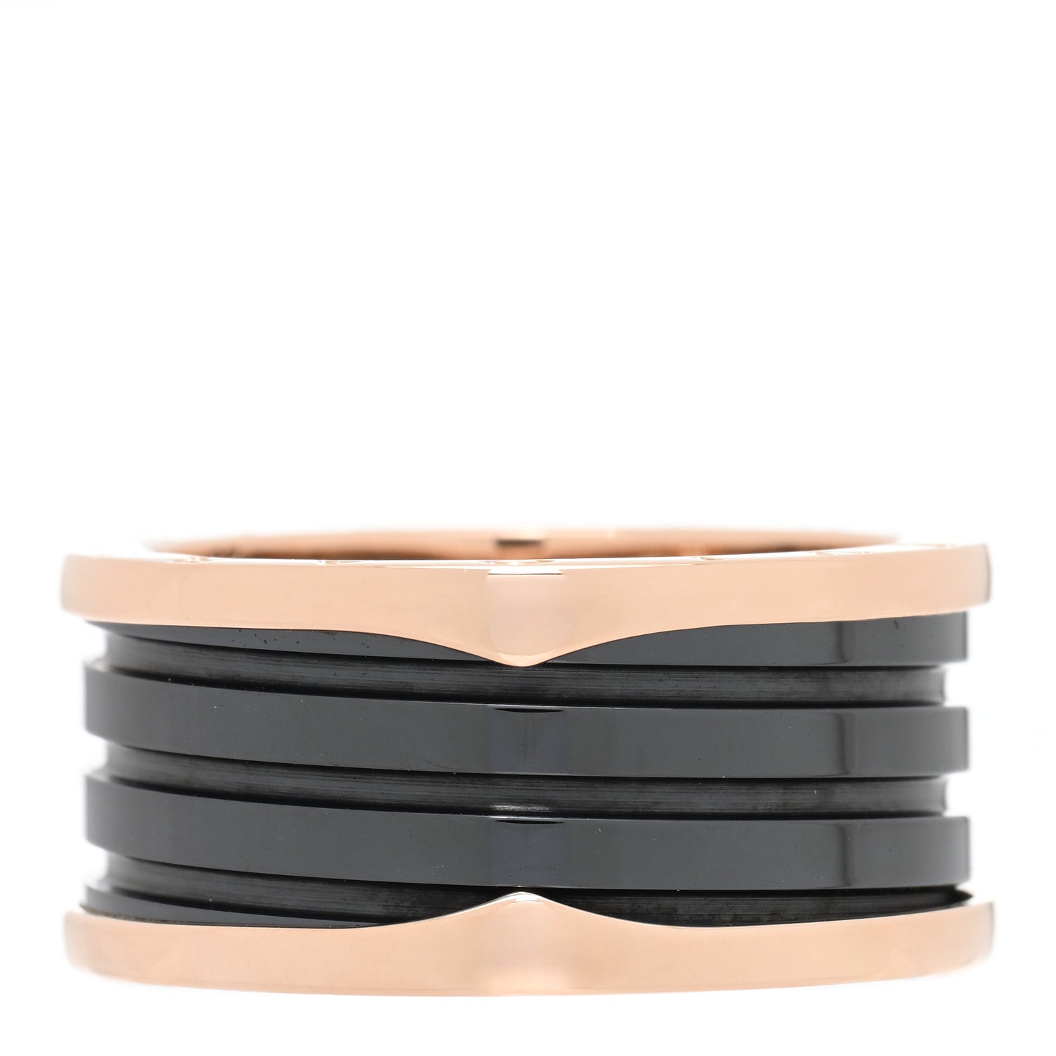 Bulgari 18K Rose Gold Black Ceramic B.Zero1 Four-Band Ring 67 11.5 1 of 5
