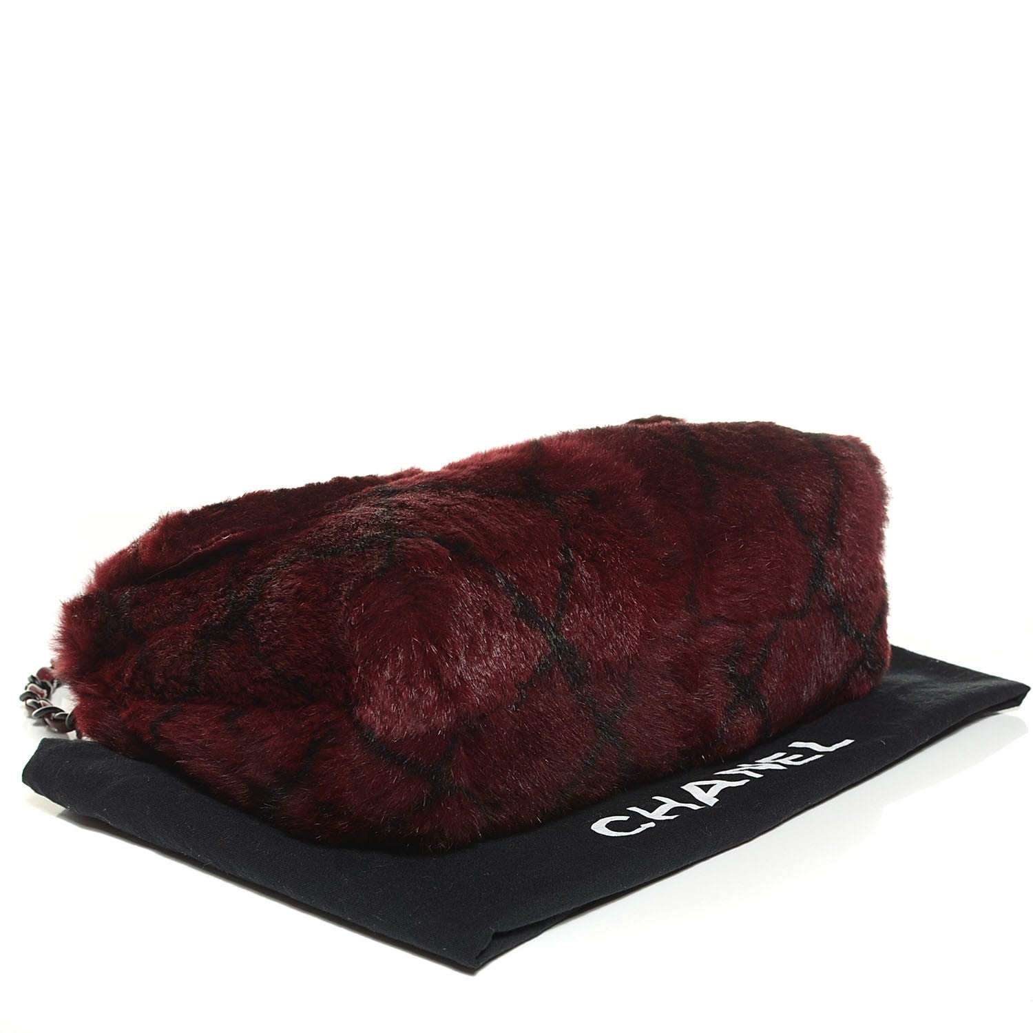 Chanel Lapin Fur Quilt Pattern Flap Burgundy 4 of 8
