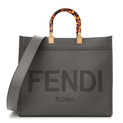 Fendi Vitello King Plexiglass Logo Embossed Medium Fendi Sunshine Shopper Tote Moon 1 of 13